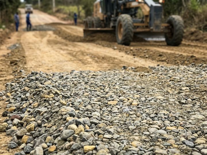 Bica corrida para pavimentação de acesso rural