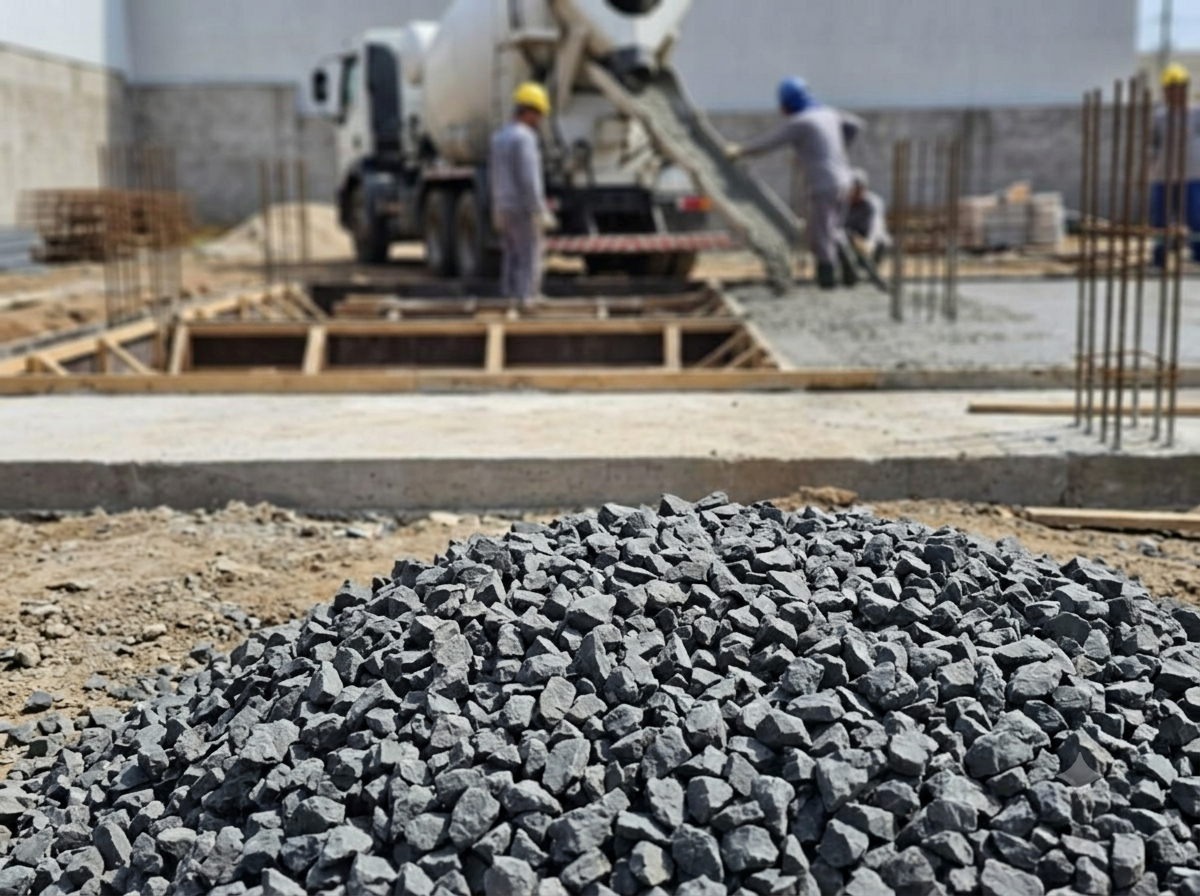 Brita e areia para concreto